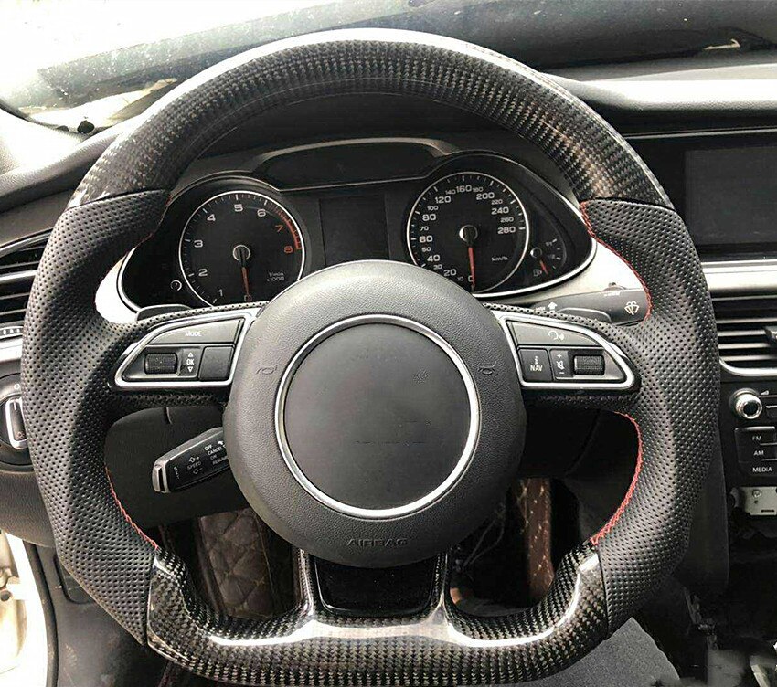 Real Carbon Fiber LED Steering Wheel compatible for Audi A1 A2 A3 A4 A6 ...