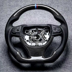Carbon fiber steering wheel Perforated leather handlebar For BMW 5 Series F10 F18 assembly without Shifter paddle position 520d