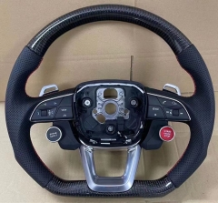 Flat Carbon Fiber Steering Wheel For Audi Q3 Q5 Q5L Q7 A4 Allroad Sporty Multifunction Steering Wheel 2017 2018 2019 2020 2021