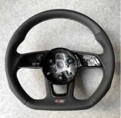 For Audi new A3 A4L A5 B9 flat-bottomed sports leather full-perforated Semi-Perforated steering wheel